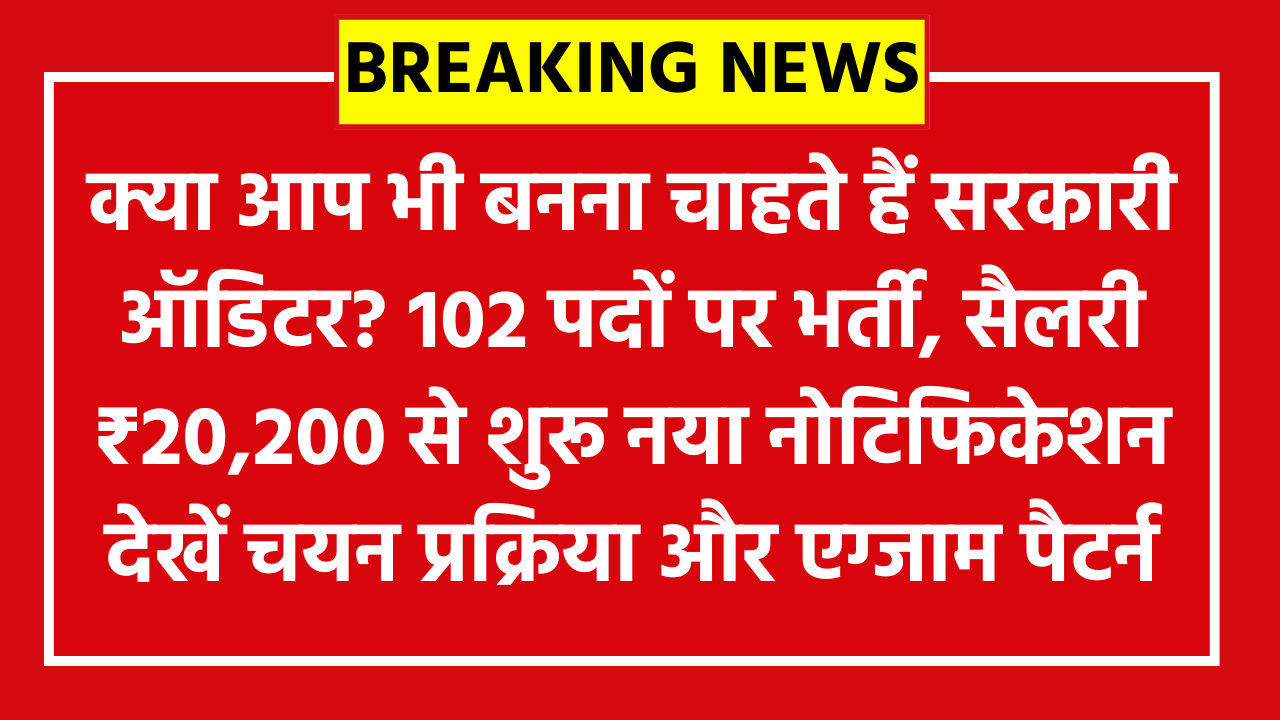 BPSC Auditor Online Form 2026: क्या आप भी बनना चाहते हैं सरकारी ऑडिटर? 102 पदों पर भर्ती, सैलरी ₹20,200 से शुरू नया नोटिफिकेशन देखें चयन प्रक्रिया और एग्जाम पैटर्न